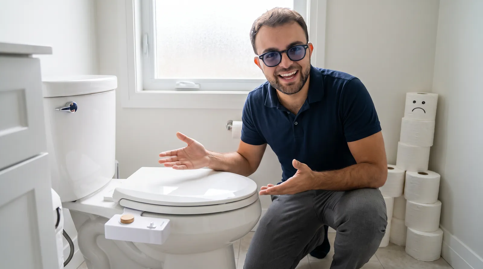 Max Schipilliti con il prodotto di TUSHY